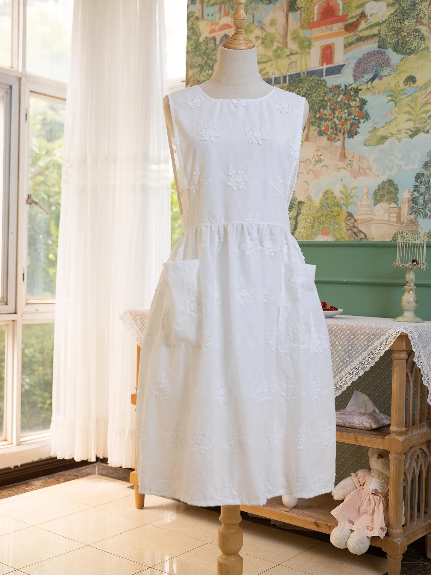 The Elodie Embroidered Pinafore Apron