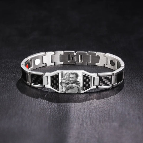 Customizable carbon fiber photo bracelet